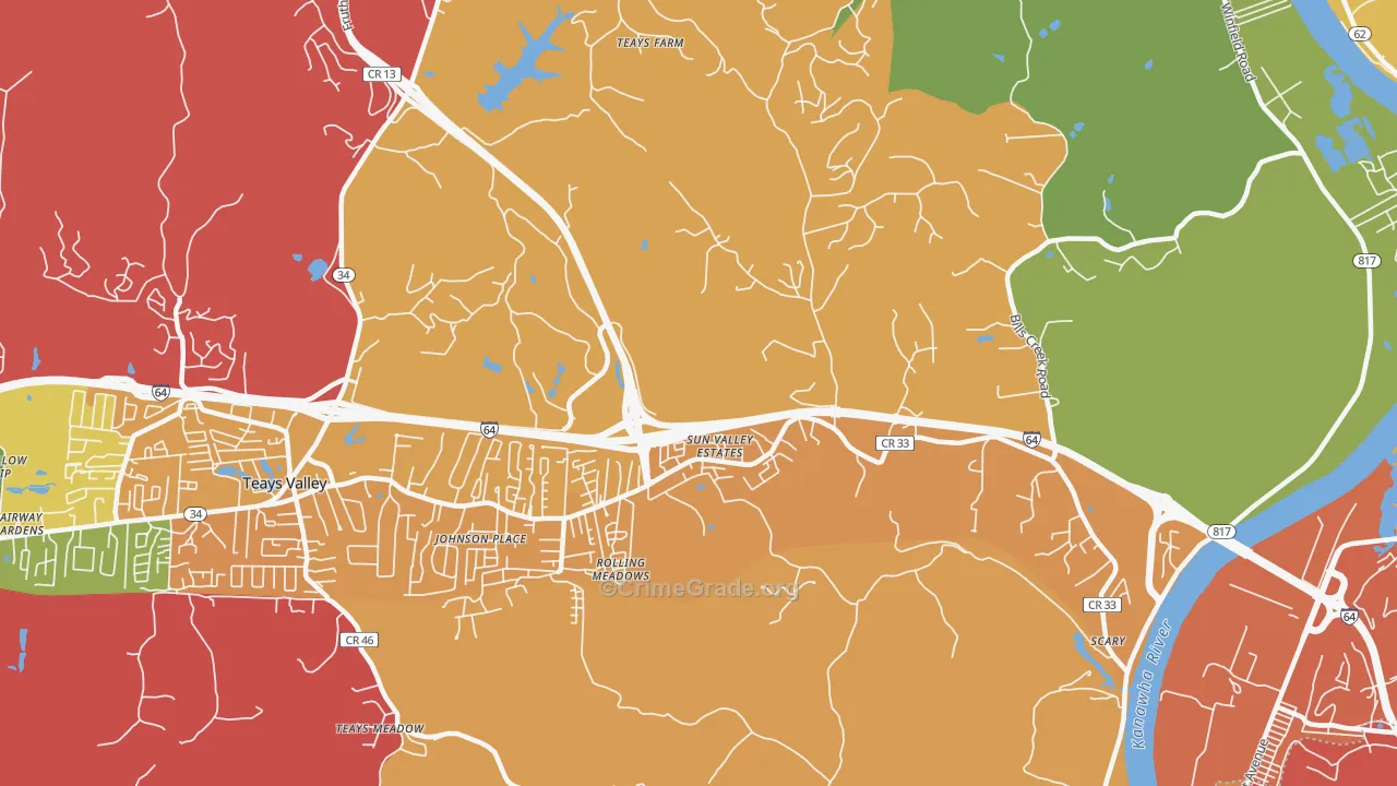 Scott Depot, WV Map of Vehicle Theft Rates