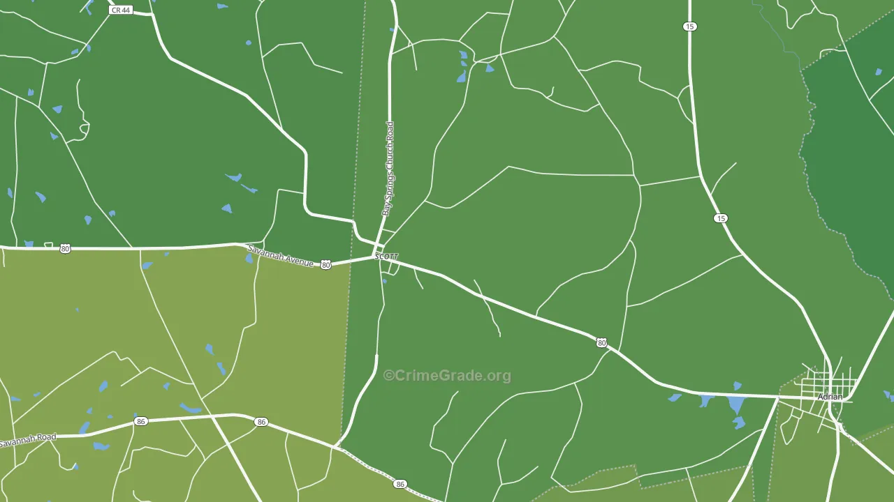 Scott, GA Map of Vehicle Theft Rates