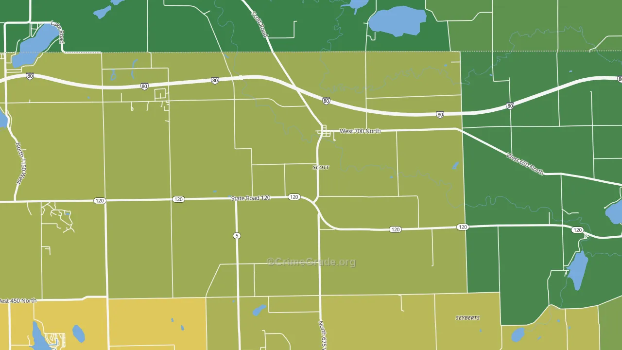 Scott, IN Map of Vehicle Theft Rates
