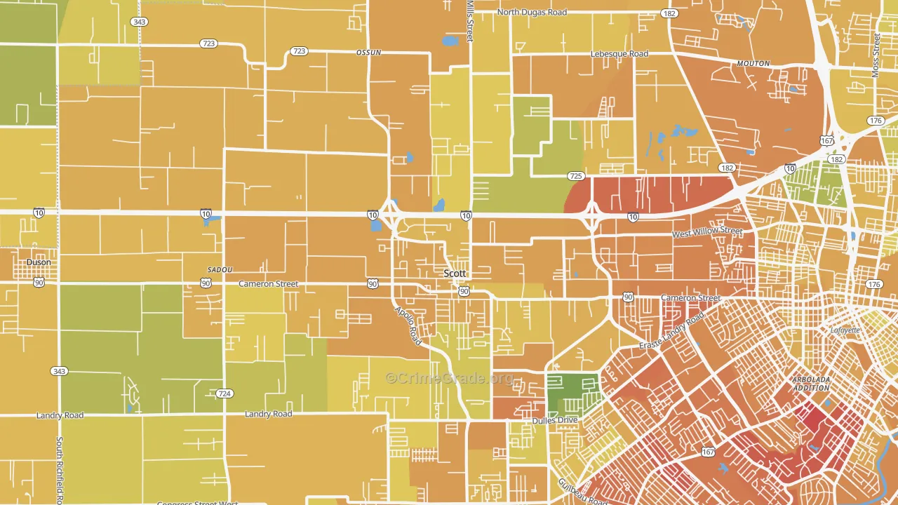 Scott, LA Map of Vehicle Theft Rates