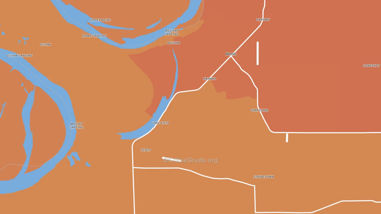 Scott, MS Map of Vehicle Theft Rates