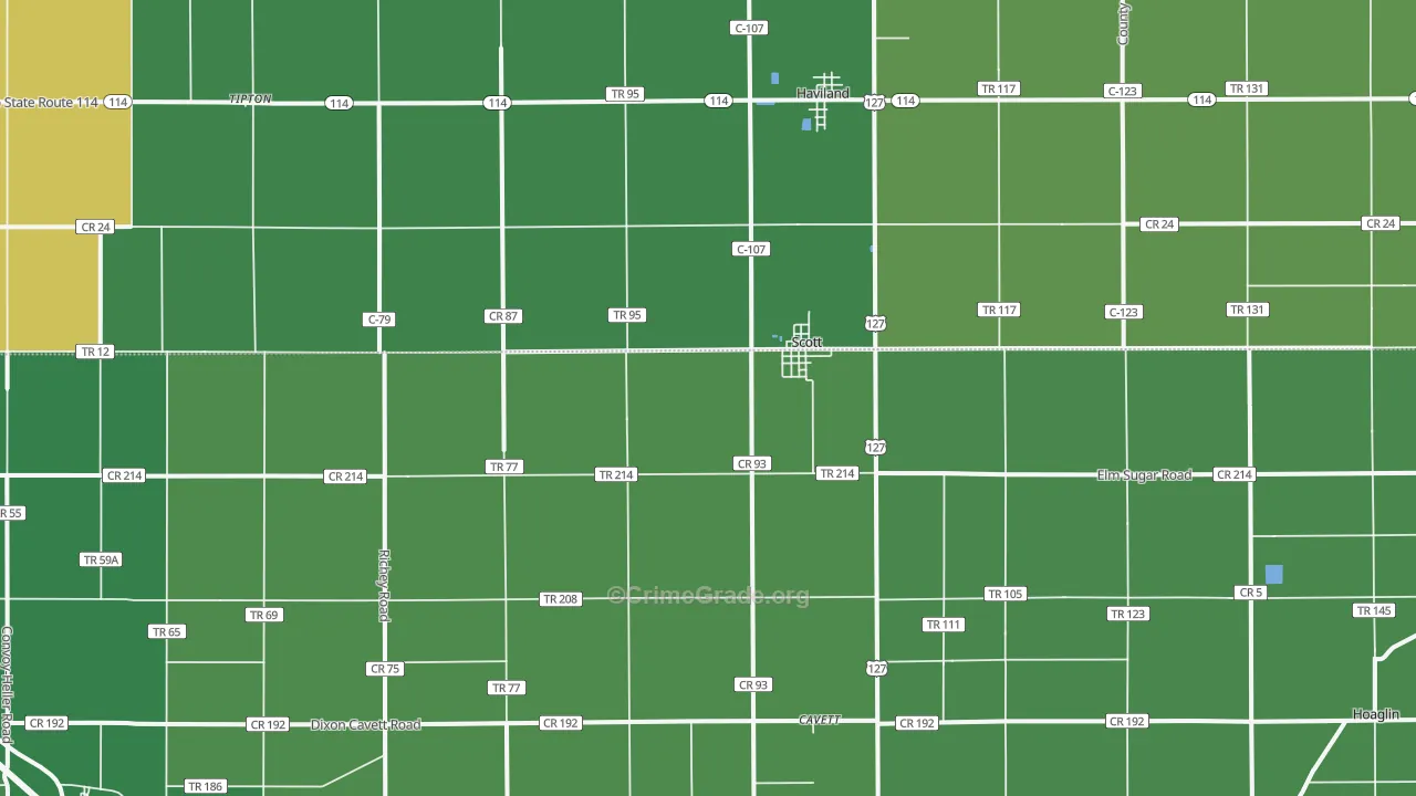 Scott, OH Map of Vehicle Theft Rates
