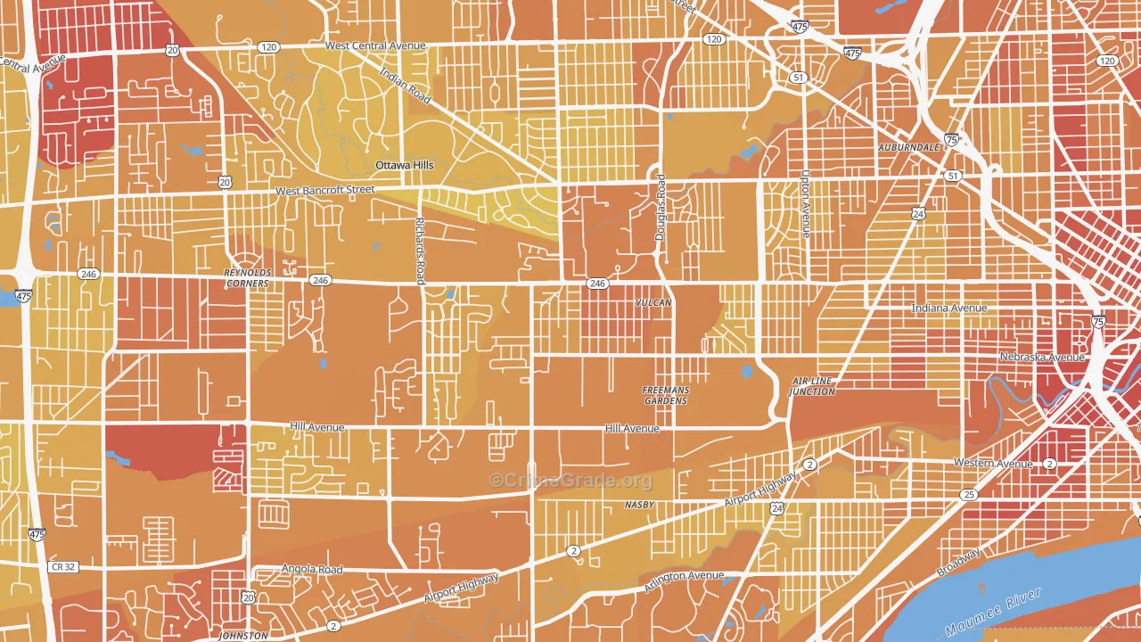 Scott Park, Toledo, OH Map of Vehicle Theft Rates