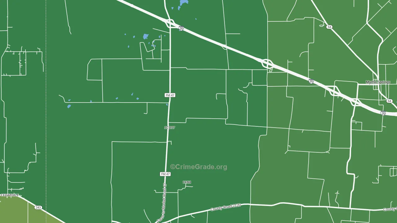 Scott, TX Map of Vehicle Theft Rates