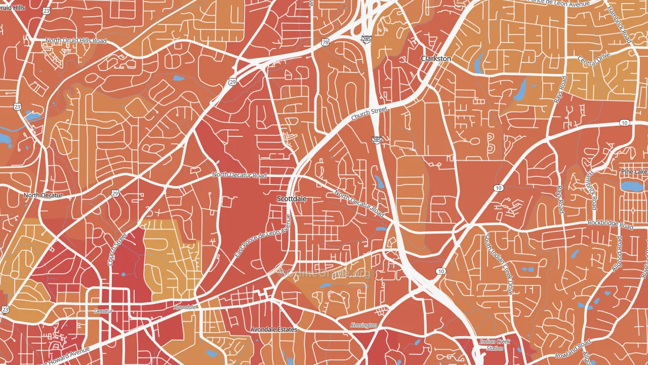 Scottdale, GA Map of Vehicle Theft Rates