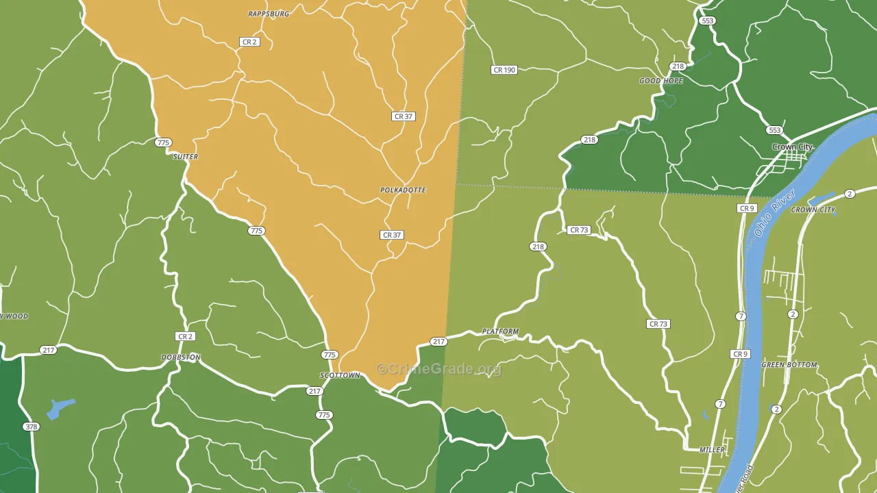 Scottown, OH Map of Vehicle Theft Rates