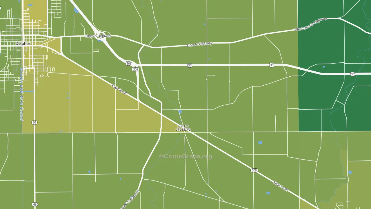 Scotts Crossing, OH Map of Vehicle Theft Rates