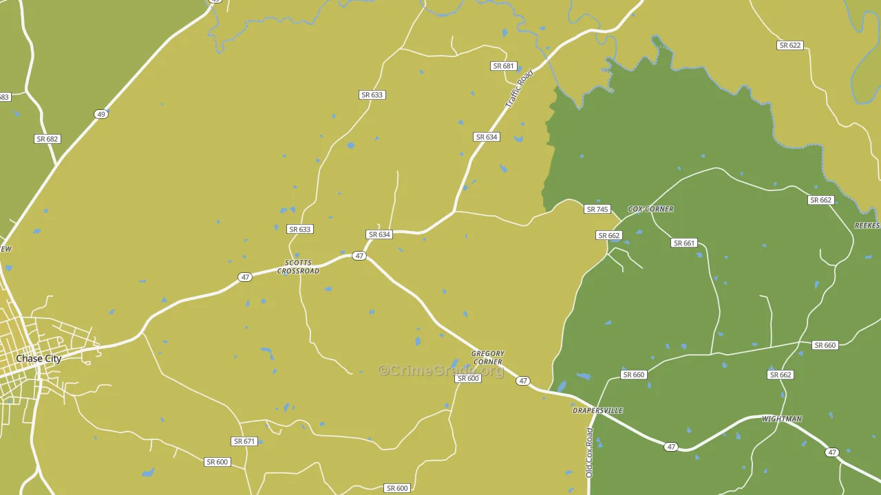 Scotts Crossroad, VA Map of Vehicle Theft Rates