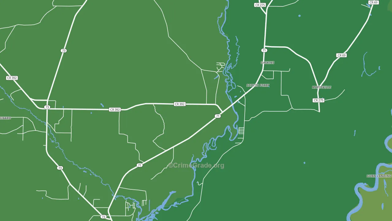 Scotts Ferry, FL Map of Vehicle Theft Rates