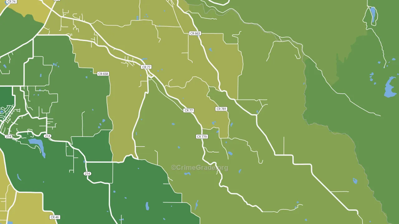 Scotts Mills, OR Map of Vehicle Theft Rates