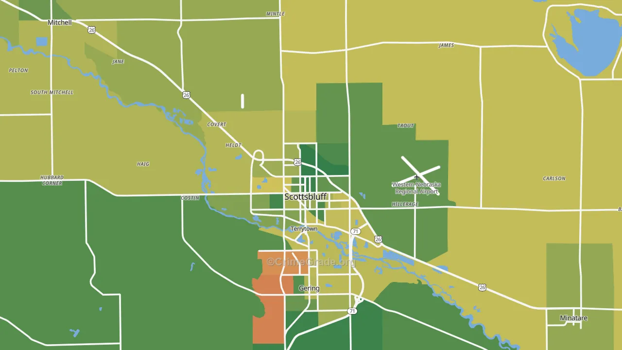 Scottsbluff, NE Map of Vehicle Theft Rates