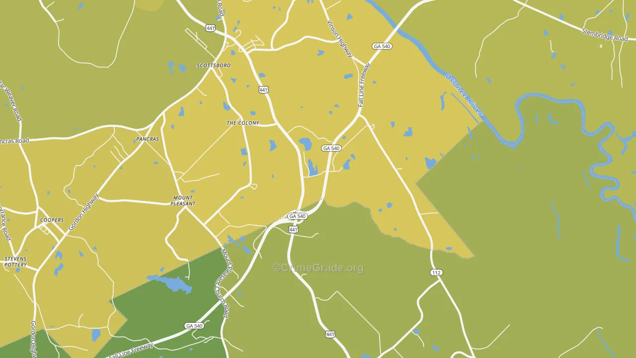 Scottsboro, GA Map of Vehicle Theft Rates