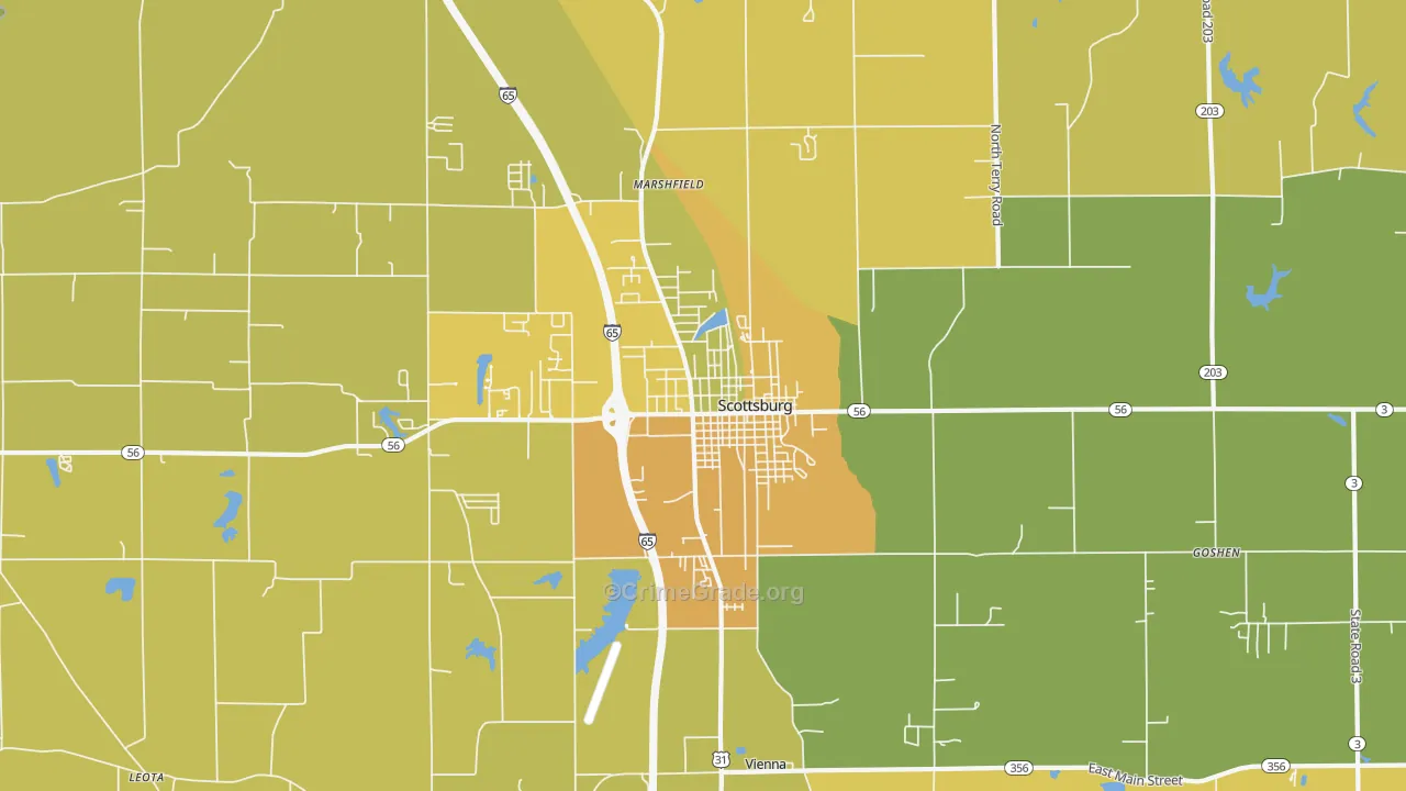 Scottsburg, IN Map of Vehicle Theft Rates