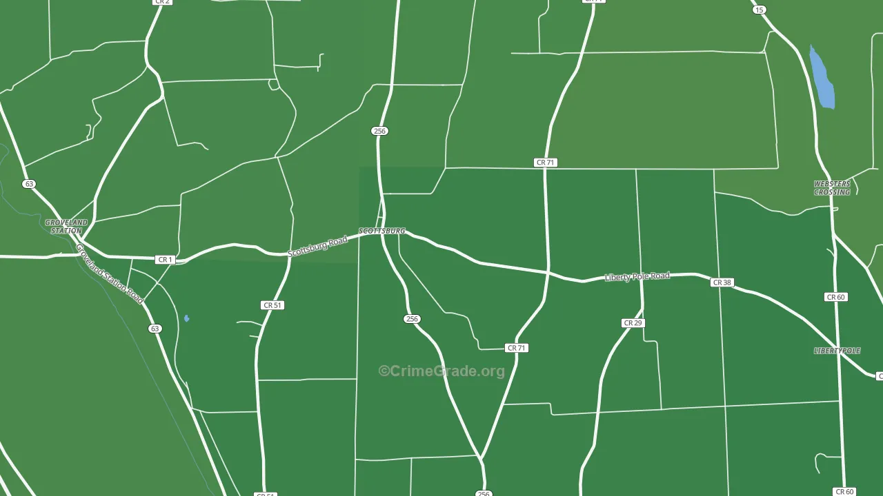 Scottsburg, NY Map of Vehicle Theft Rates