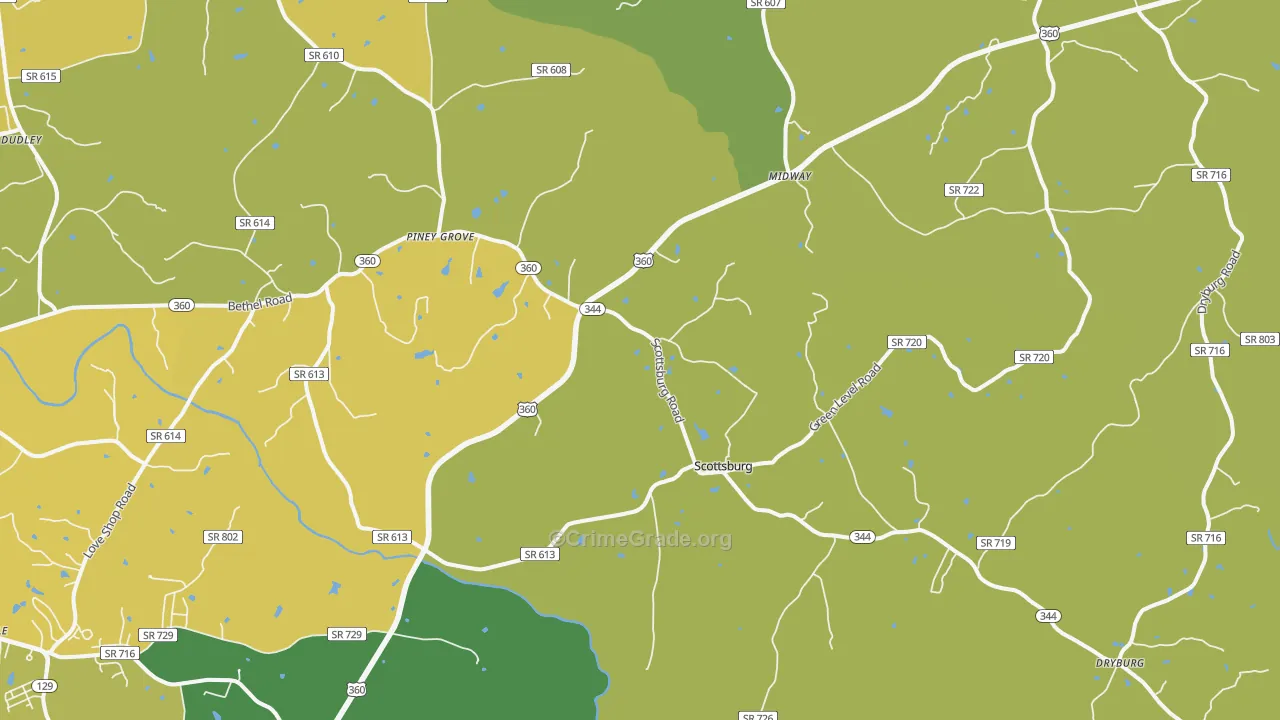 Scottsburg, VA Map of Vehicle Theft Rates