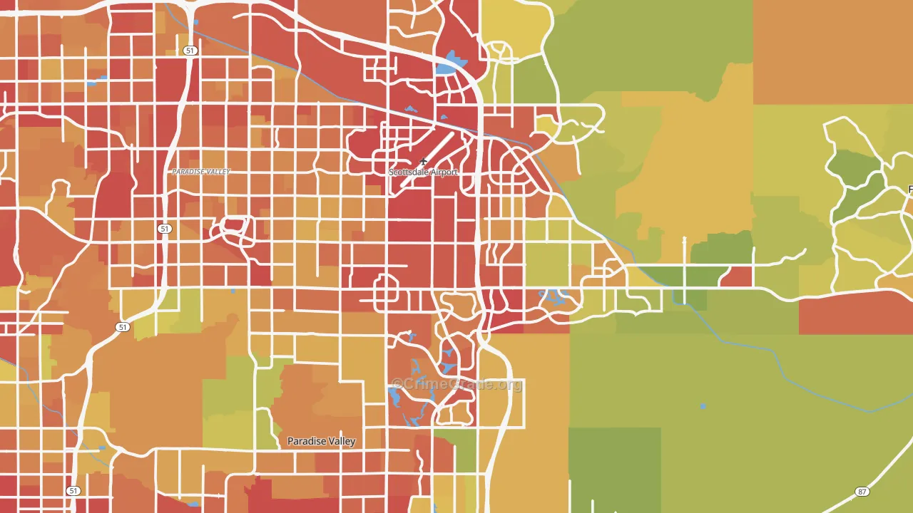 Scottsdale, AZ Map of Vehicle Theft Rates