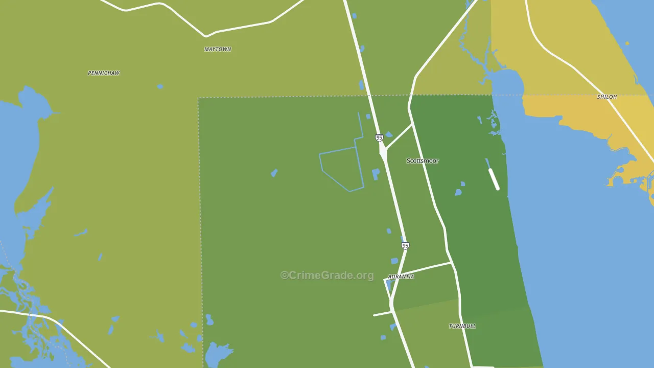 Scottsmoor, FL Map of Vehicle Theft Rates