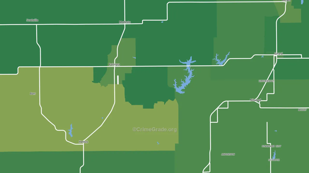Scottville, IL Map of Vehicle Theft Rates