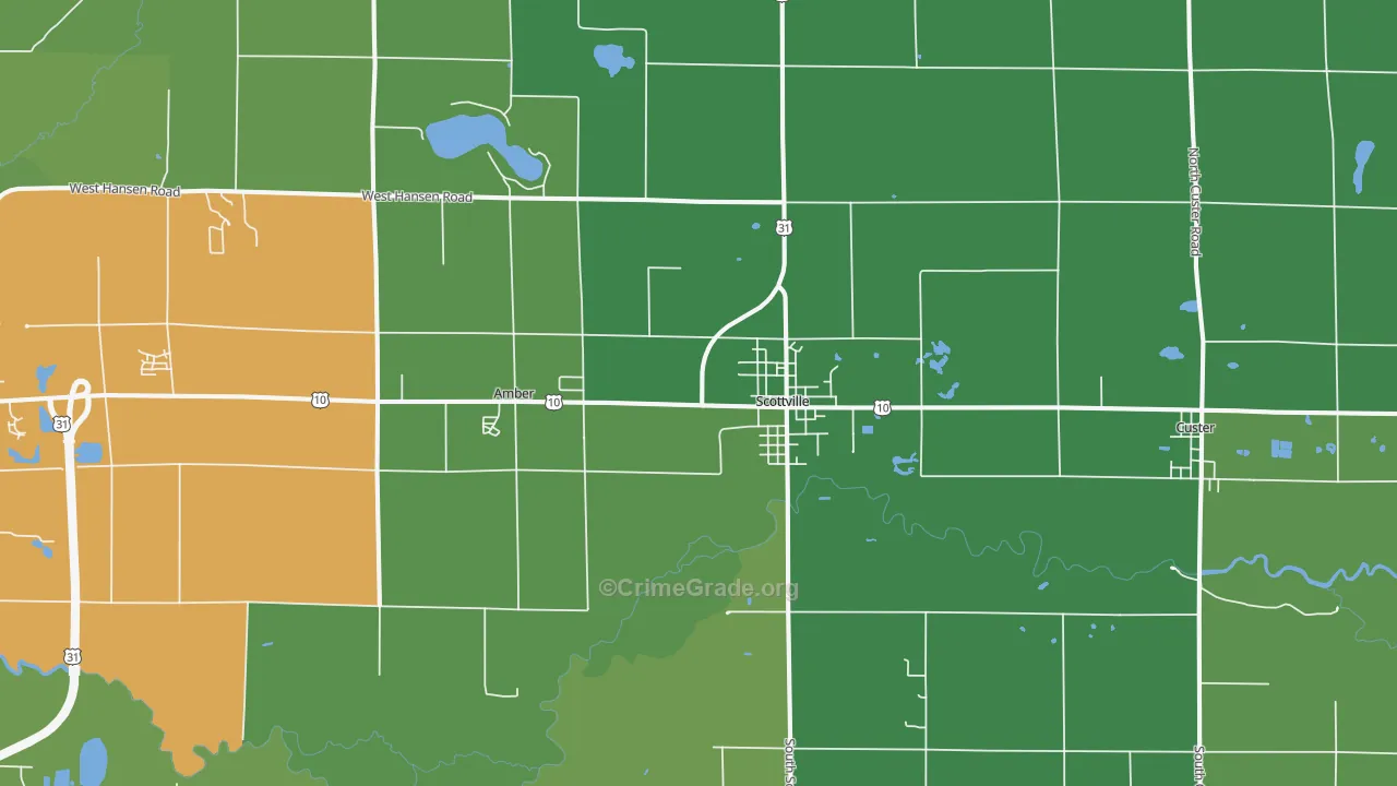 Scottville, MI Map of Vehicle Theft Rates