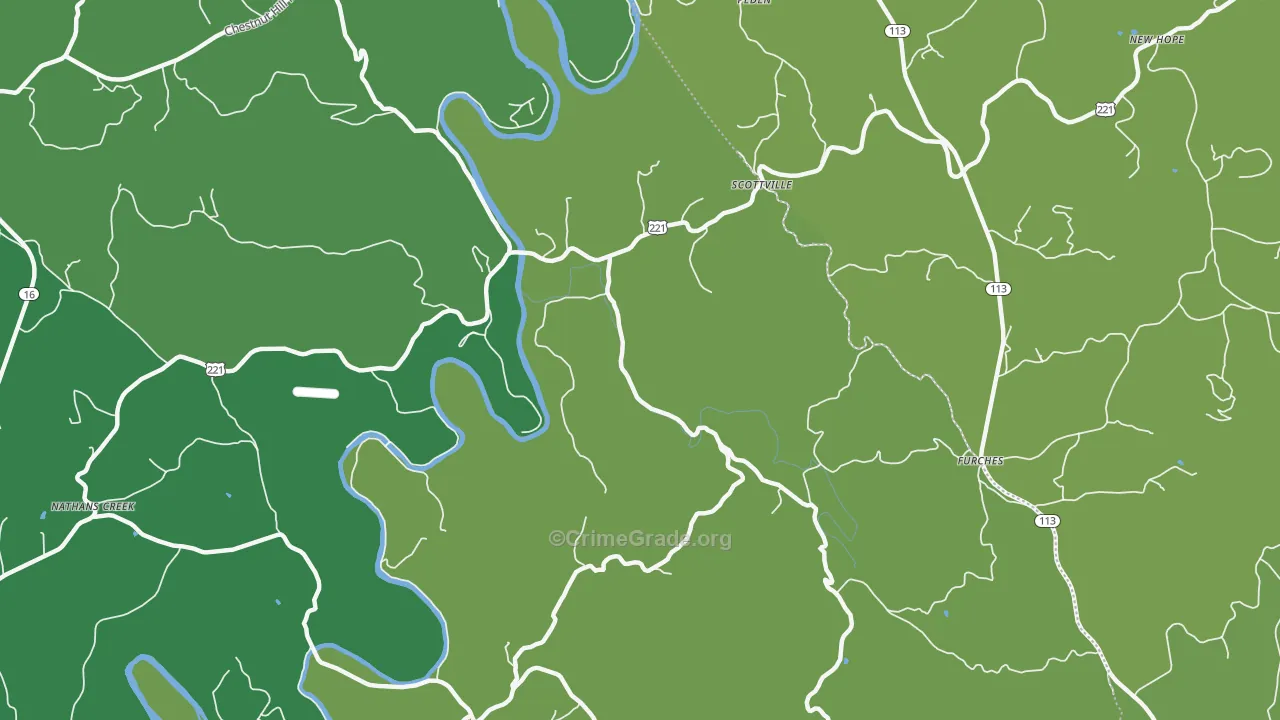 Scottville, NC Map of Vehicle Theft Rates