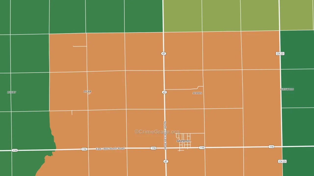 Scovel, IL Map of Vehicle Theft Rates