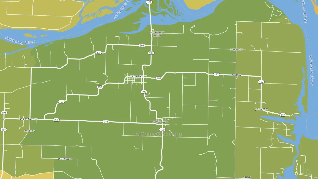 Scranton, AR Map of Vehicle Theft Rates