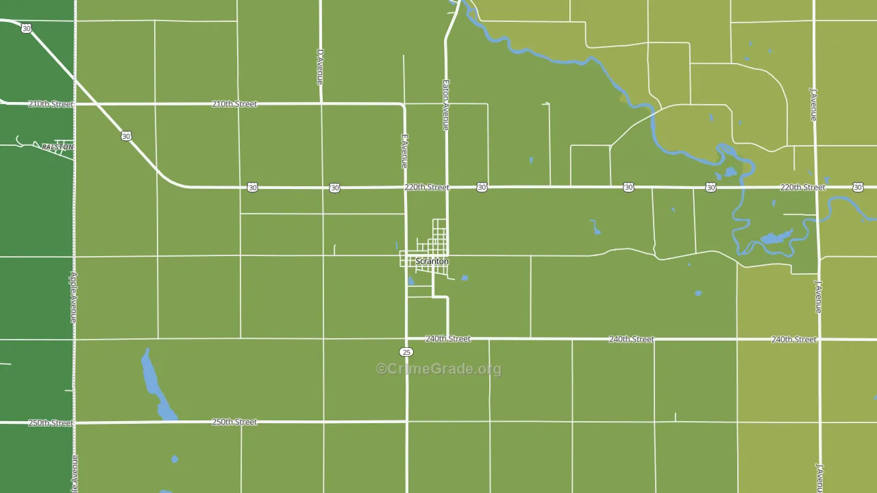 Scranton, IA Map of Vehicle Theft Rates