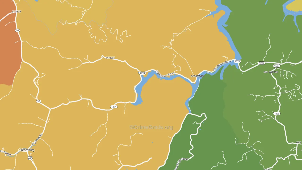 Scranton, KY Map of Vehicle Theft Rates