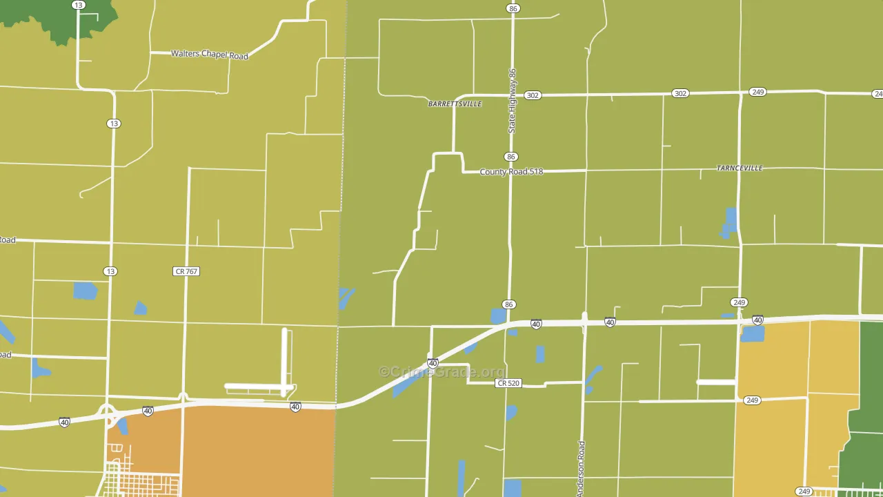Screeton, AR Map of Vehicle Theft Rates