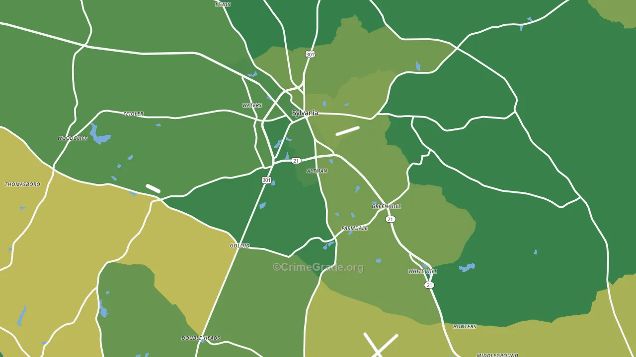 Screven County, GA Map of Vehicle Theft Rates
