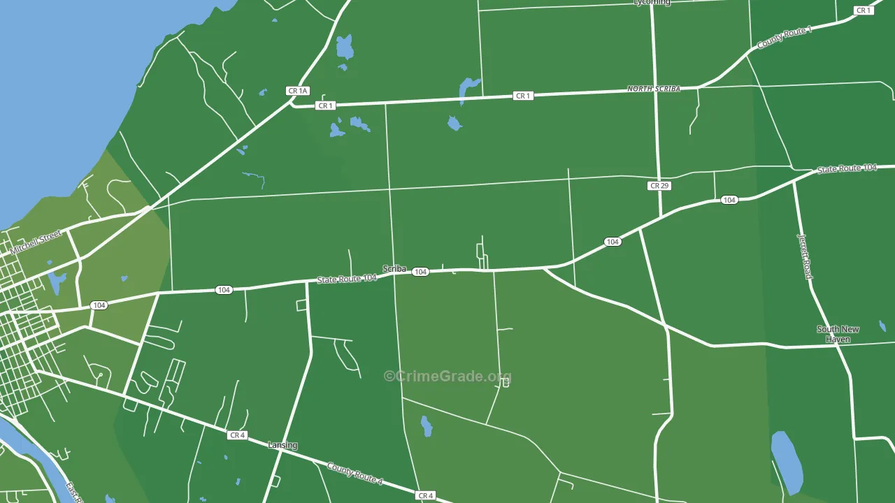 Scriba Center, NY Map of Vehicle Theft Rates