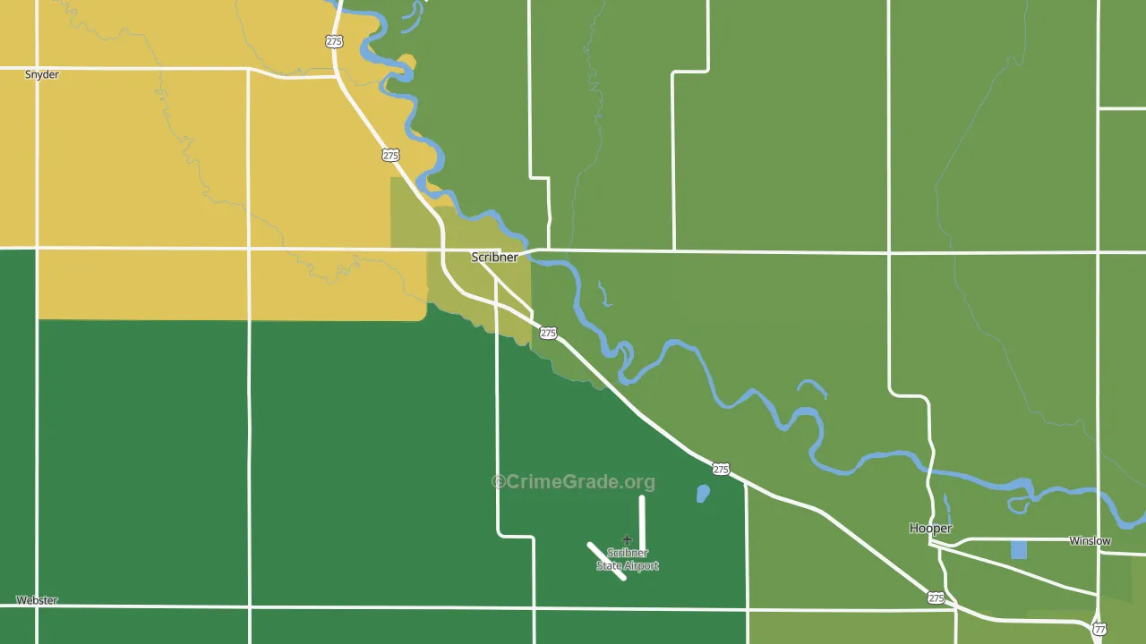 Scribner, NE Map of Vehicle Theft Rates
