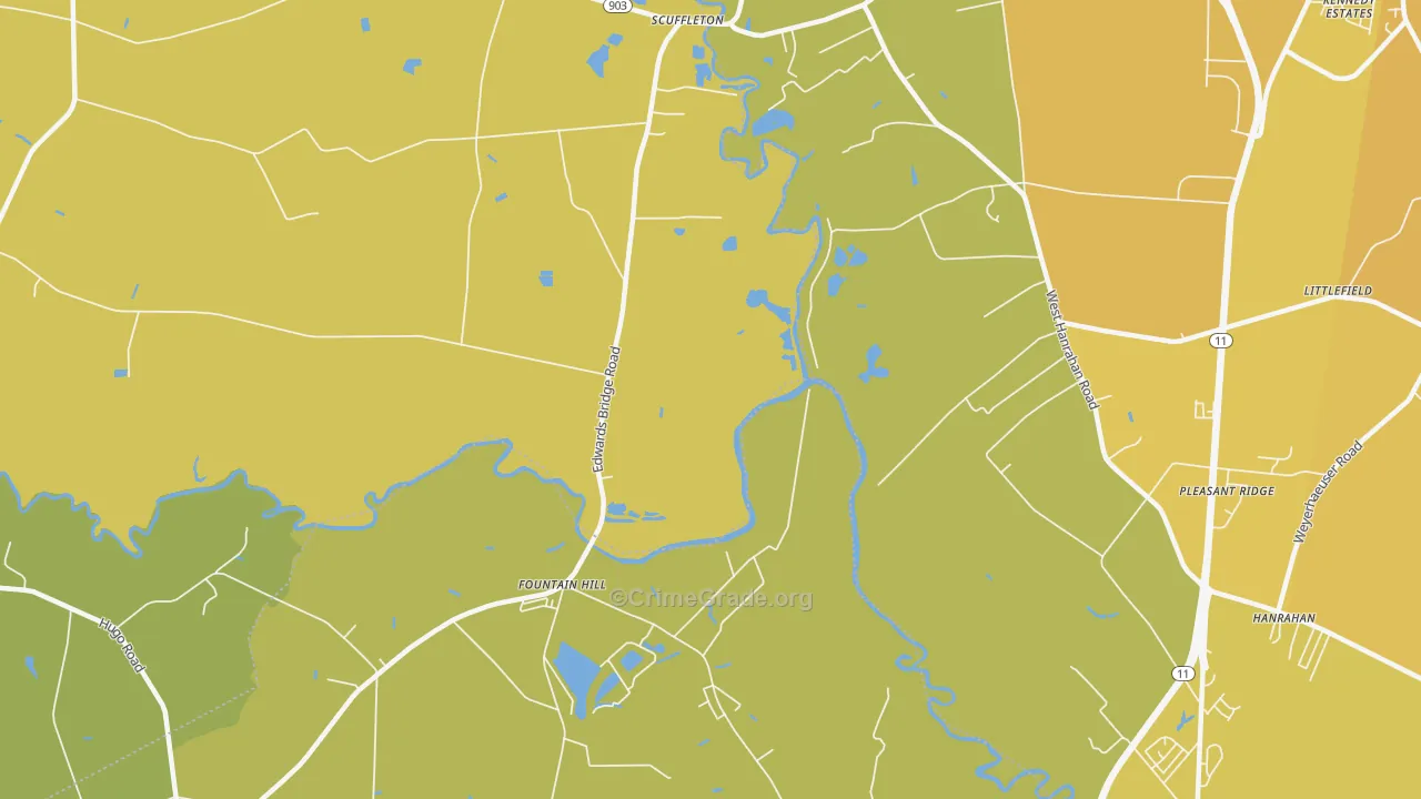 Scuffleton, NC Map of Vehicle Theft Rates