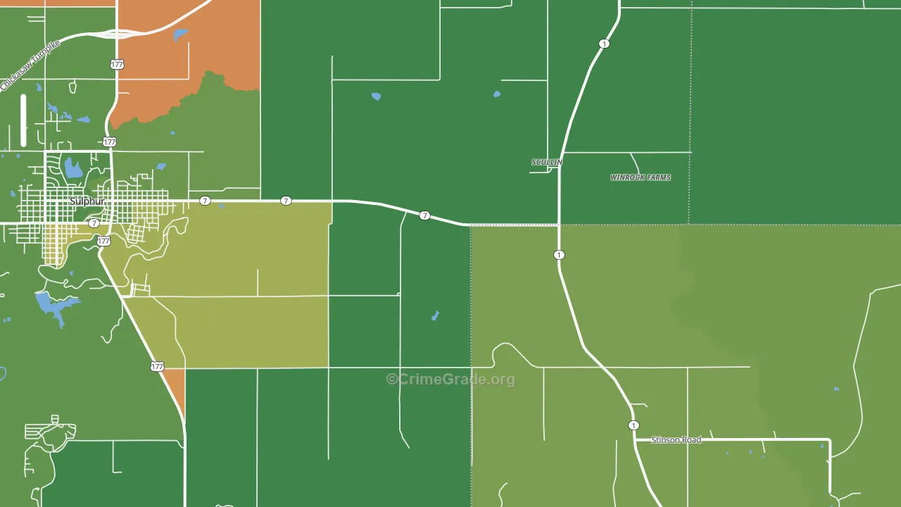 Scullin, OK Map of Vehicle Theft Rates