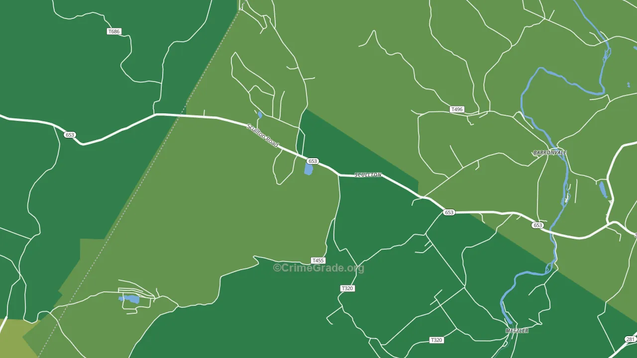 Scullton, PA Map of Vehicle Theft Rates