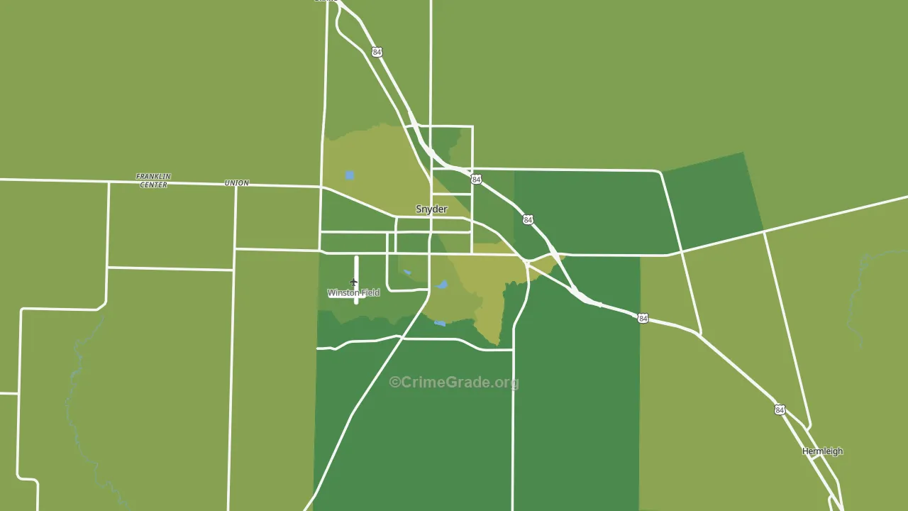Scurry County, TX Map of Vehicle Theft Rates
