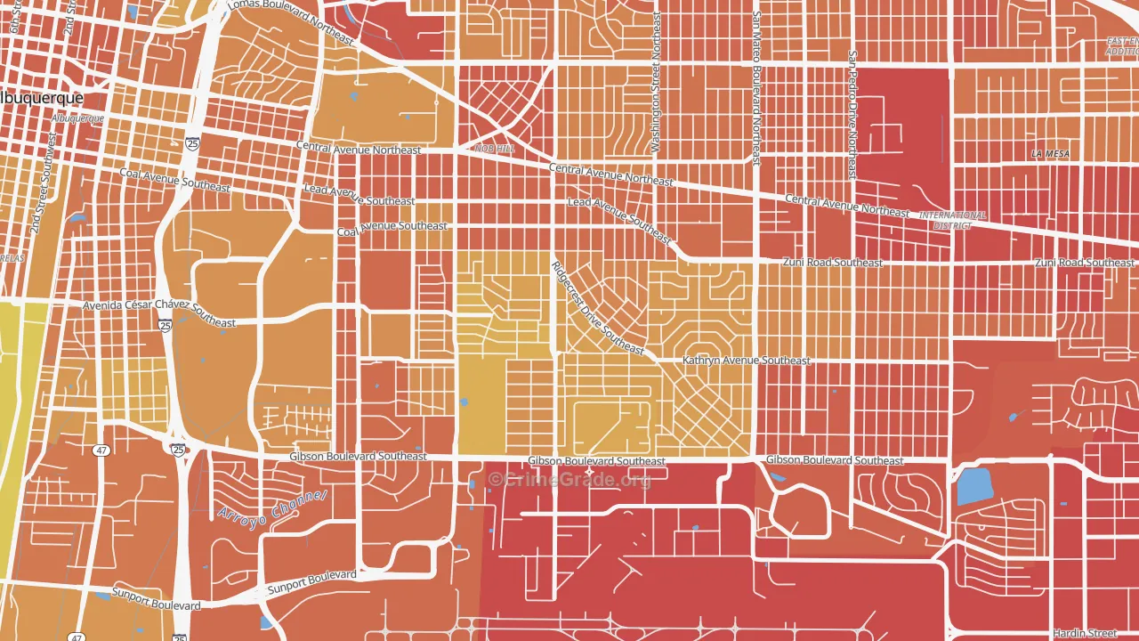 Se Heights, Albuquerque, NM Map of Vehicle Theft Rates