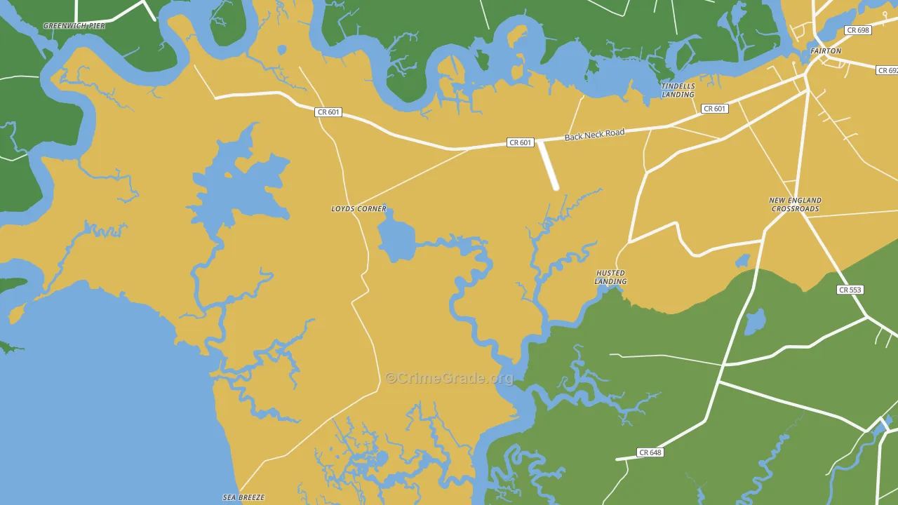 Sea Breeze, NJ Map of Vehicle Theft Rates