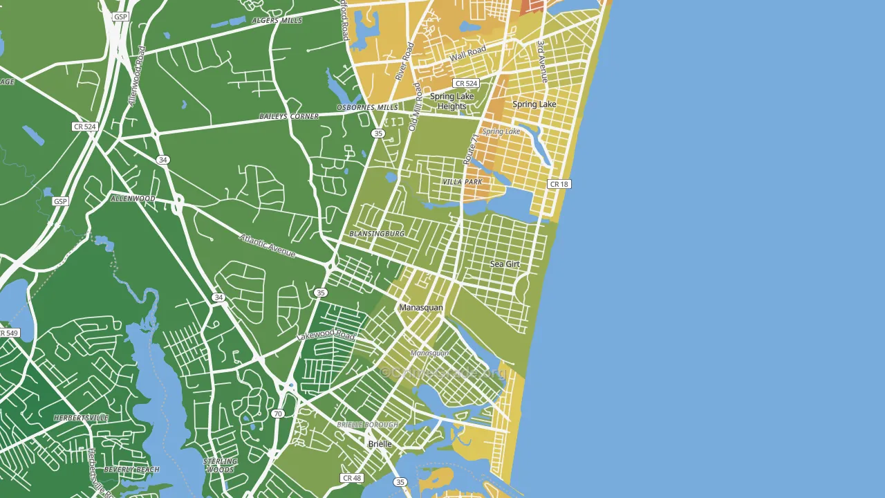 Sea Girt, NJ Map of Vehicle Theft Rates