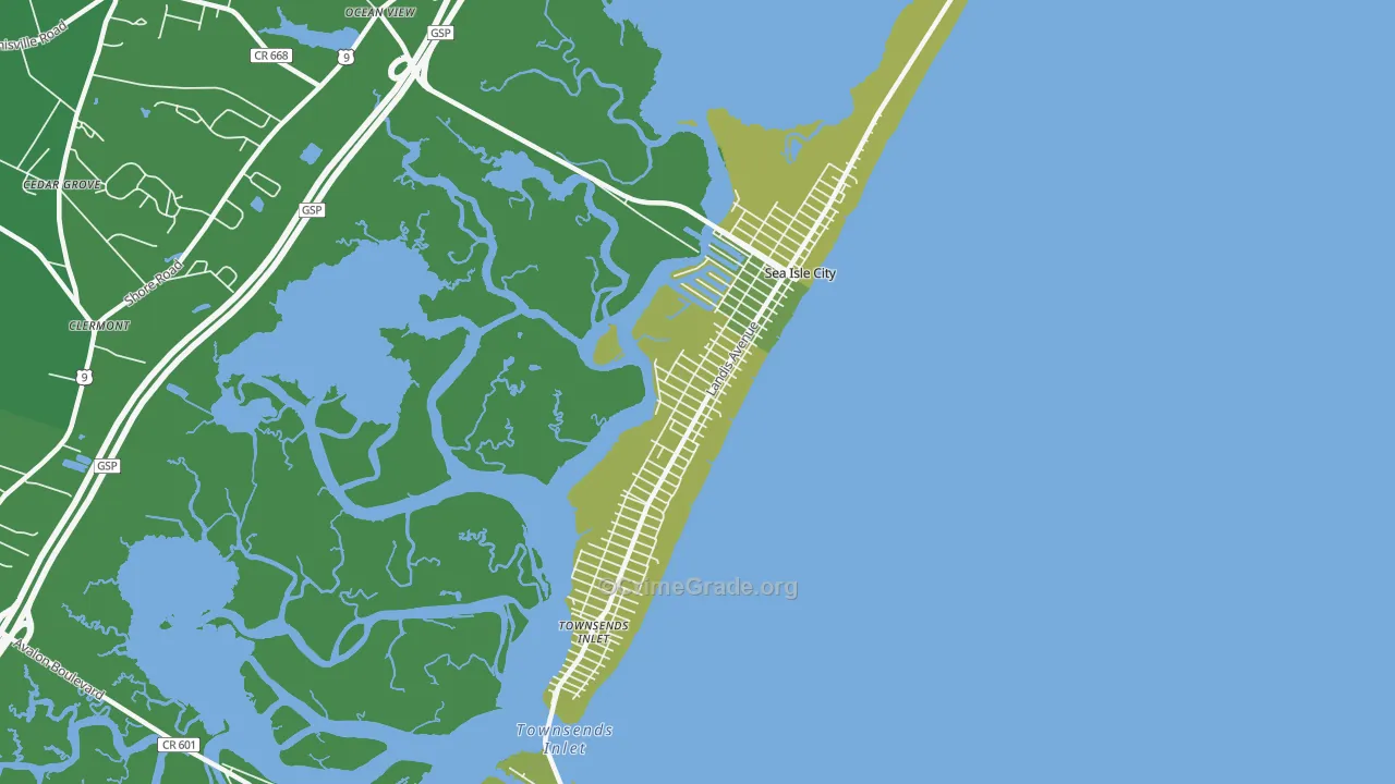 Sea Isle City, NJ Map of Vehicle Theft Rates