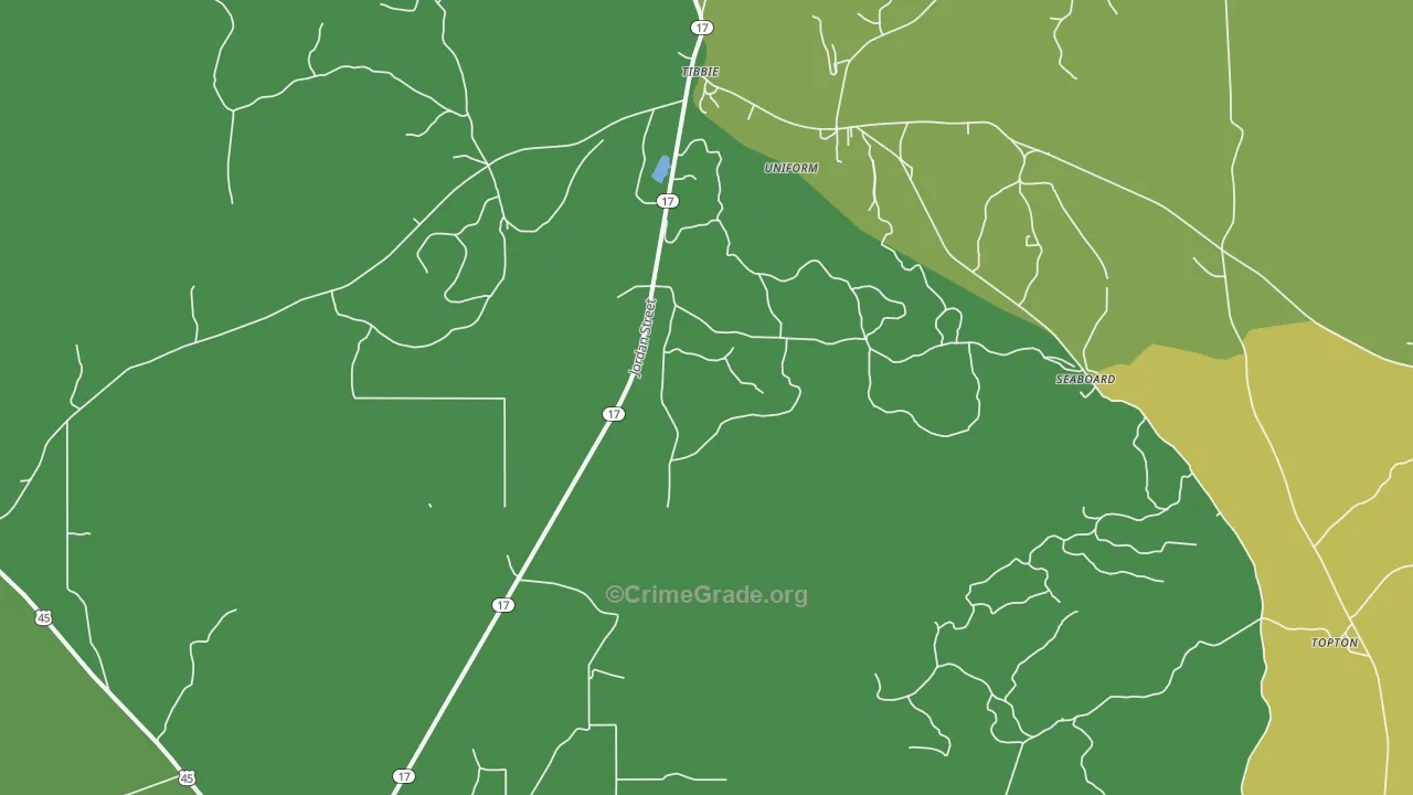 Seaboard, AL Map of Vehicle Theft Rates