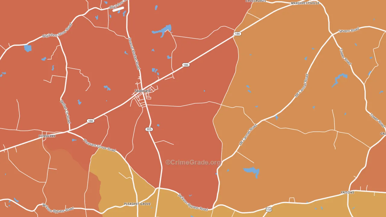 Seaboard, NC Map of Vehicle Theft Rates