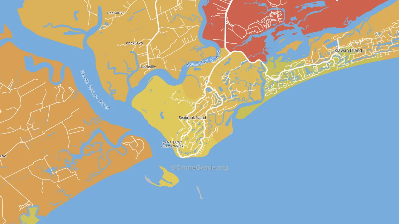 Seabrook Island, SC Map of Vehicle Theft Rates