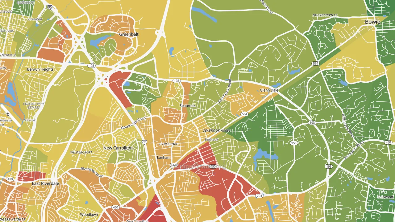 Seabrook, MD Map of Vehicle Theft Rates
