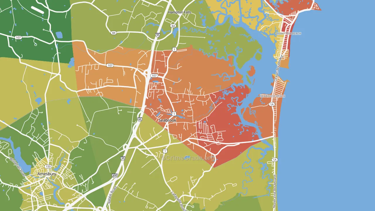 Seabrook, NH Map of Vehicle Theft Rates