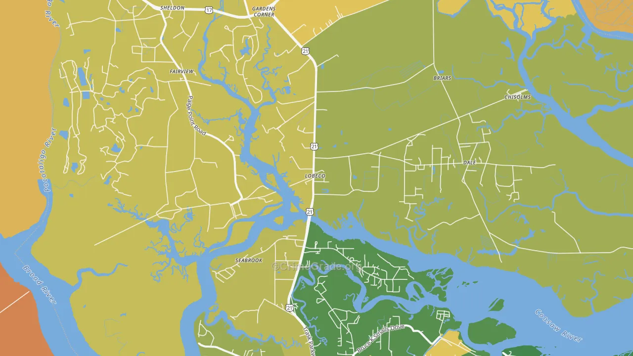 Seabrook, SC Map of Vehicle Theft Rates