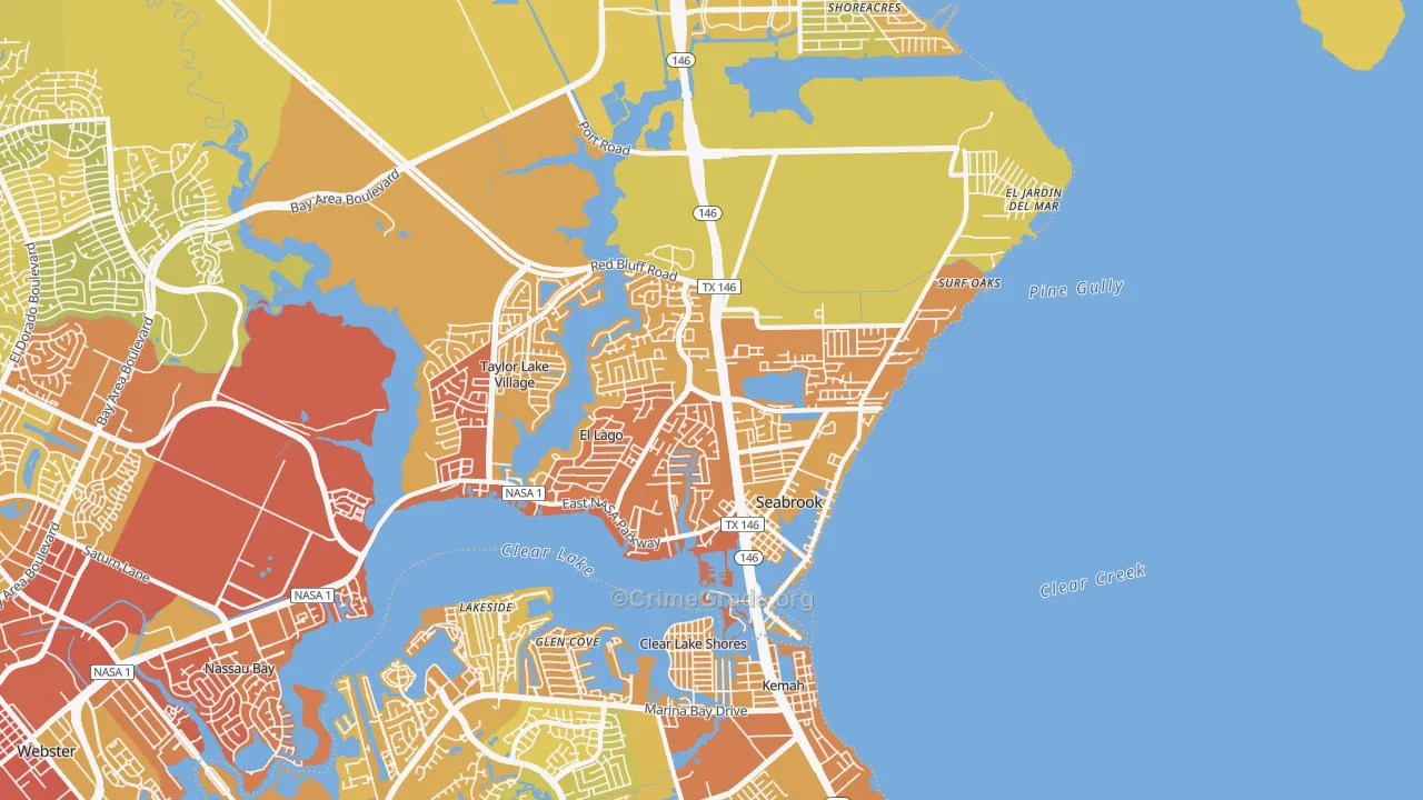 Seabrook, TX Map of Vehicle Theft Rates
