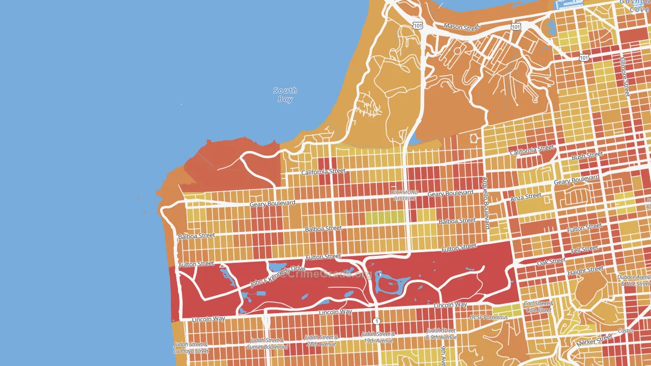 Seacliff, San Francisco, CA Map of Vehicle Theft Rates