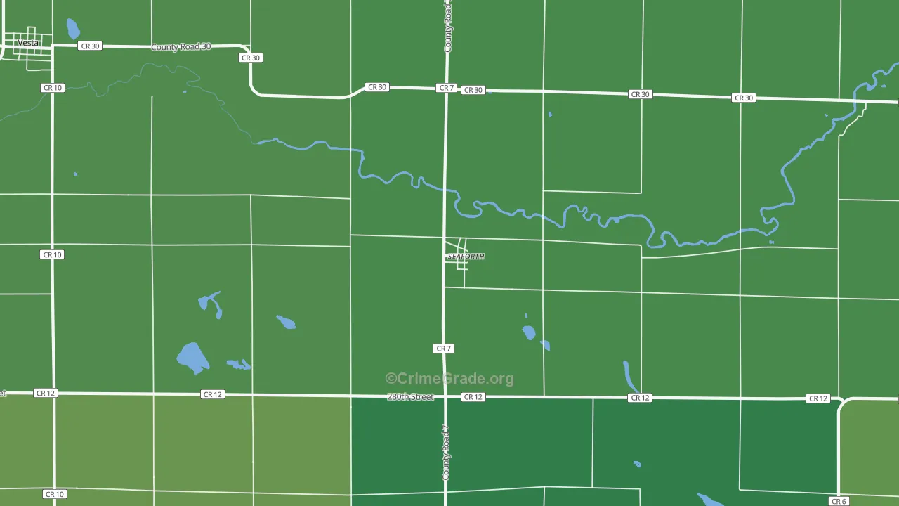 Seaforth, MN Map of Vehicle Theft Rates