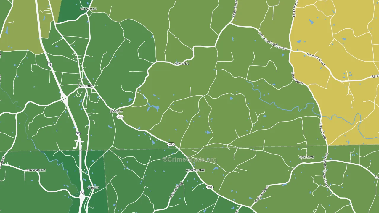 Seagrove, NC Map of Vehicle Theft Rates